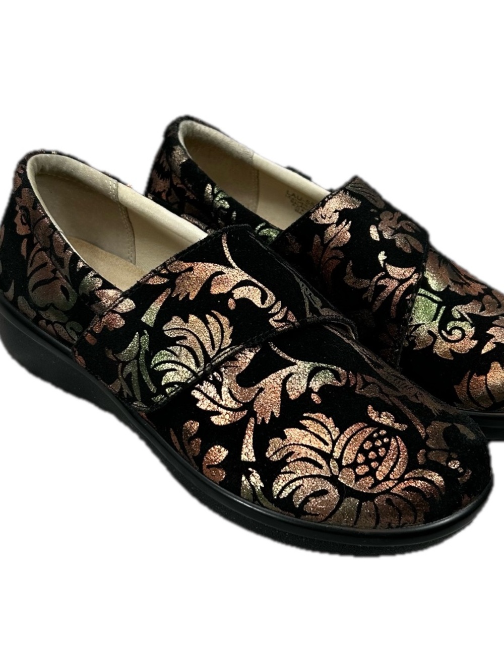 Alegria by PG Lite Lauryn Black Gold Metallic Comfort Shoes Size 37W
